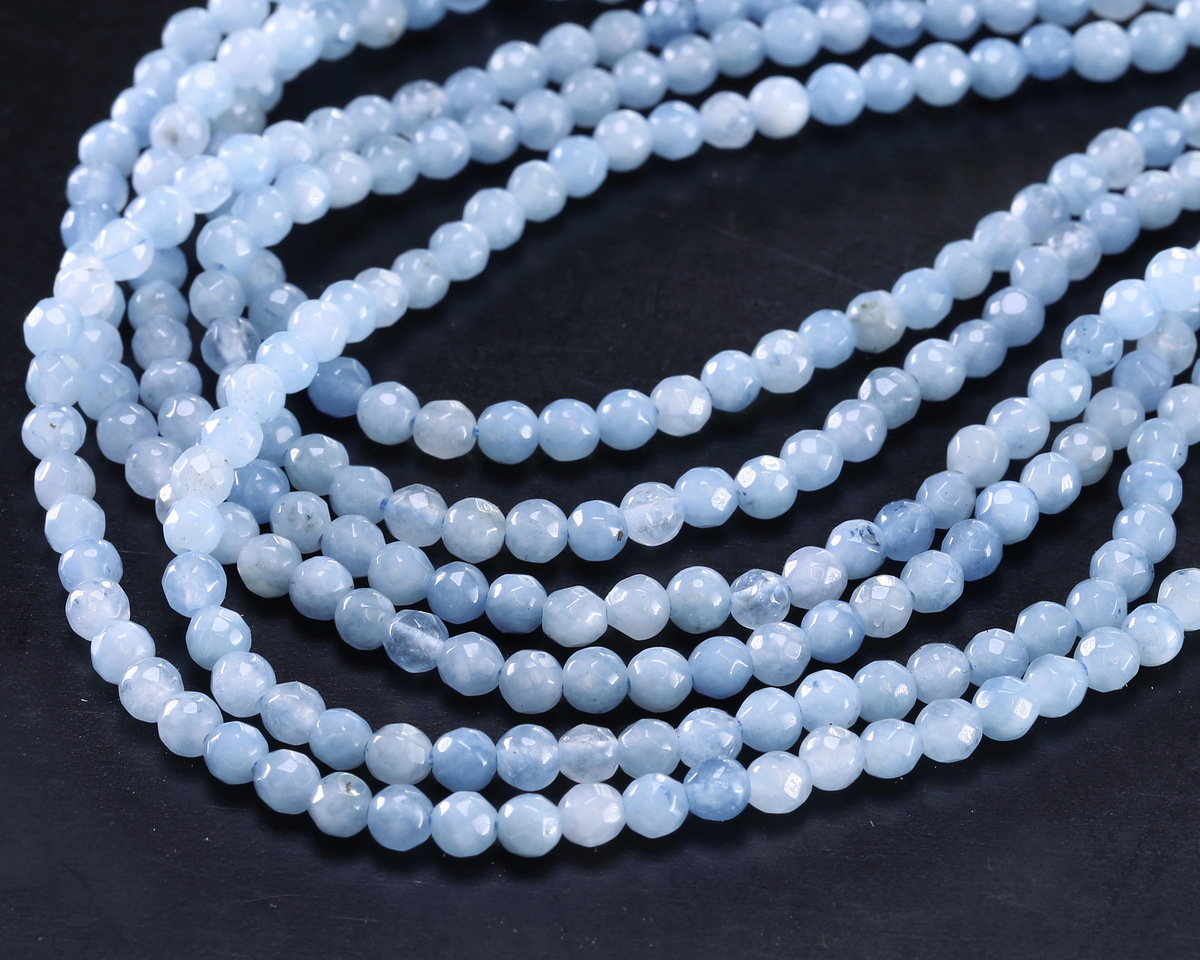 Aqua Agate Faceted Round 4mm