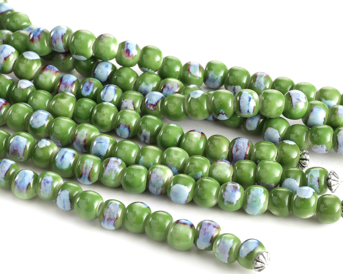 Grasshopper Porcelain Tumbled Rondelle 7x10mm