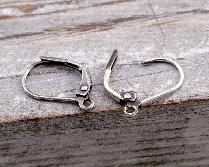 Large Stone Lever Back Silver Earring