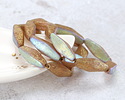 Czech Glass Textured Light Rose AB w/ Gold Rhombus 20x8mm
