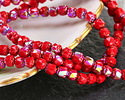 Czech Glass Ruby Red AB w/ Gold Lantern 4mm