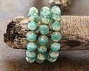 Czech Glass Textured Marbled Aqua Opal w/ Gold Wash Chandelier Cut 8mm