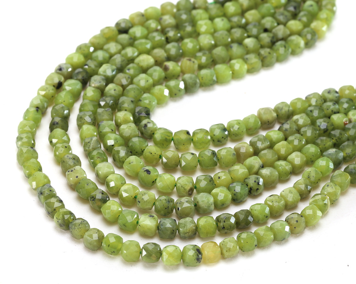 Canadian Jade Microfaceted Cube 4mm