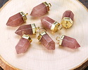 Strawberry Quartz Point w/ Gold Finish 8x16mm