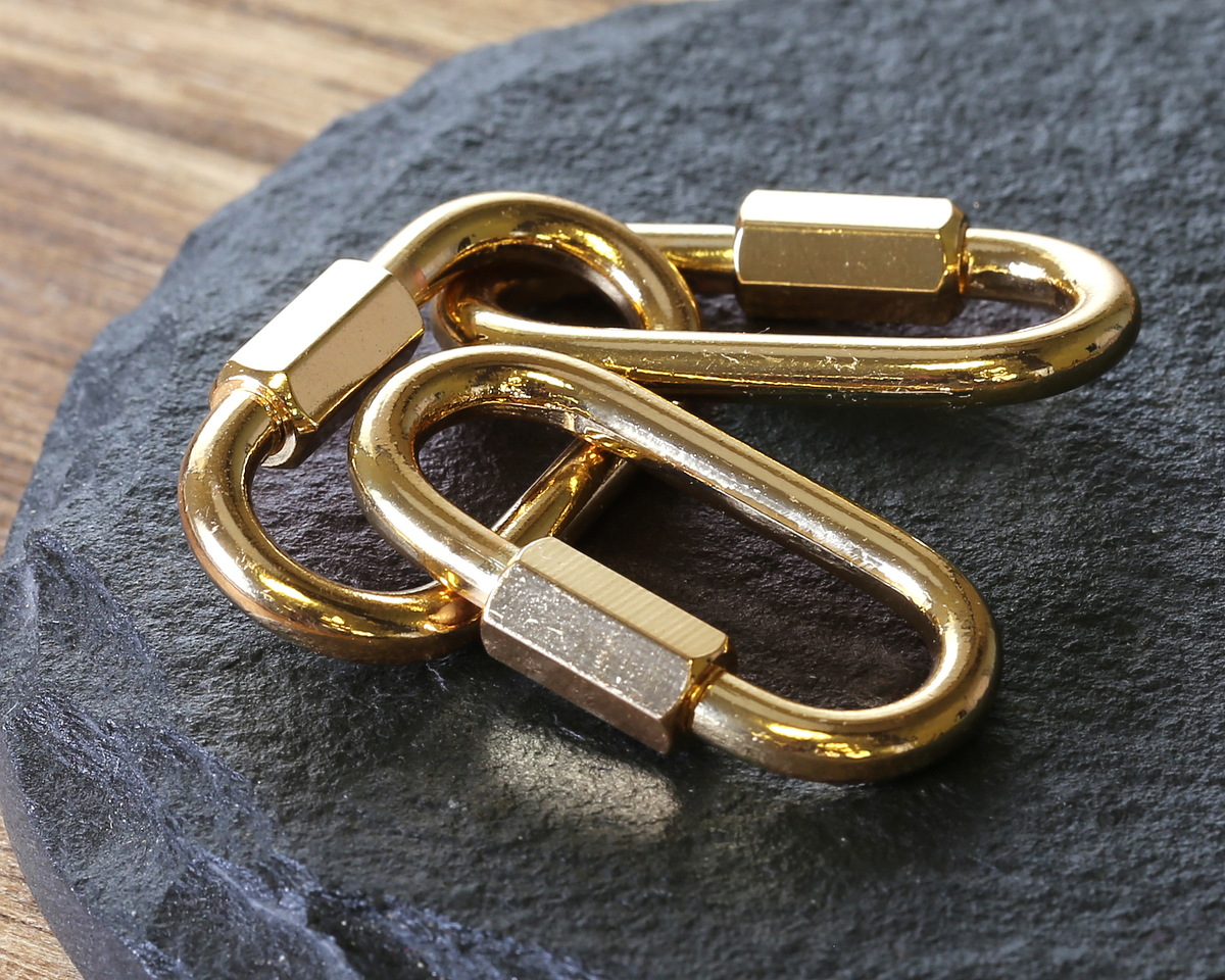 18K Gold (plated) X-Large Screw Lock Carabiner Clasp 17.5x34mm