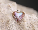 Gaea Ceramic Rose Pink w/ AB Luster Magic Love Heart Focal 14-16x13-14mm