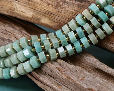 Brazil Amazonite Microfaceted Hexagon Heishi 4x8mm