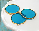 24K Gold (Plated) Transparent Turquoise Resin Round Focal Link 33x30mm