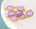 24K Gold (Plated) Transparent Lilac Resin Round Focal Link 12x17mm