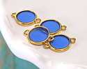 24K Gold (Plated) Transparent Sapphire Resin Round Focal Link 12x17mm