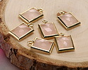 Rose Quartz (A) w/ Gold Finish Faceted Rectangle Focal 10x15mm