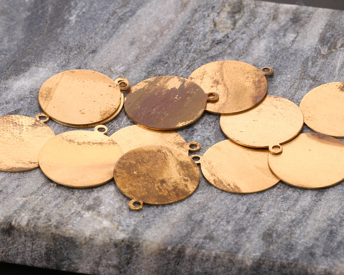 Brass Circle Blank Pendant 19x22mm