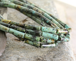 Perles Tube Turquoise Naturelle D’Afrique – 4 Pièces 13x4mm – Neuf