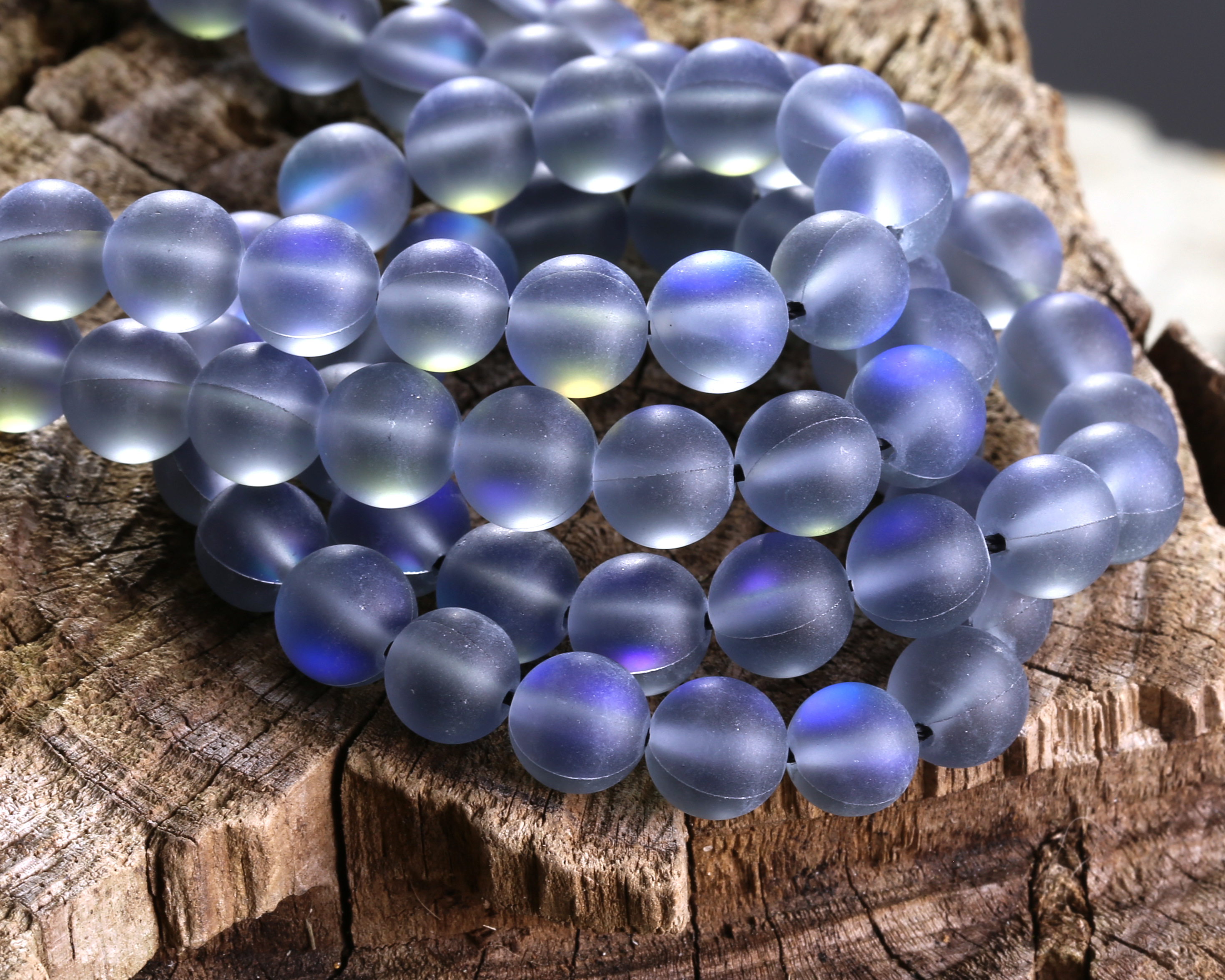 Smoke Fused Glass AB (matte) Round 8mm