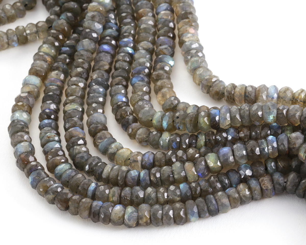 Labradorite Faceted Rondelle 3-4x7-8.5mm