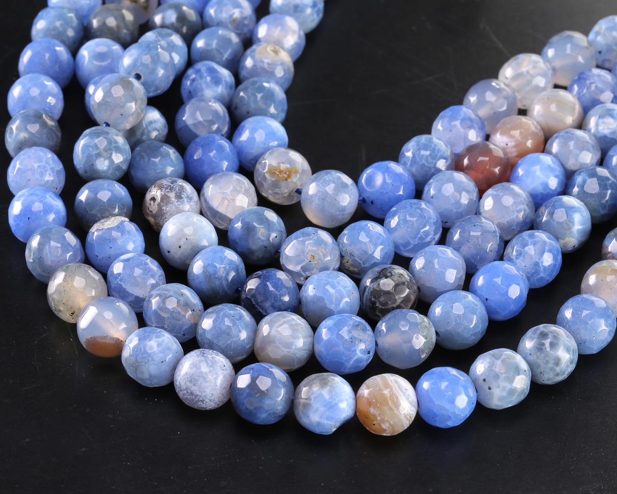 Cornflower Fire Agate Faceted Round 10mm