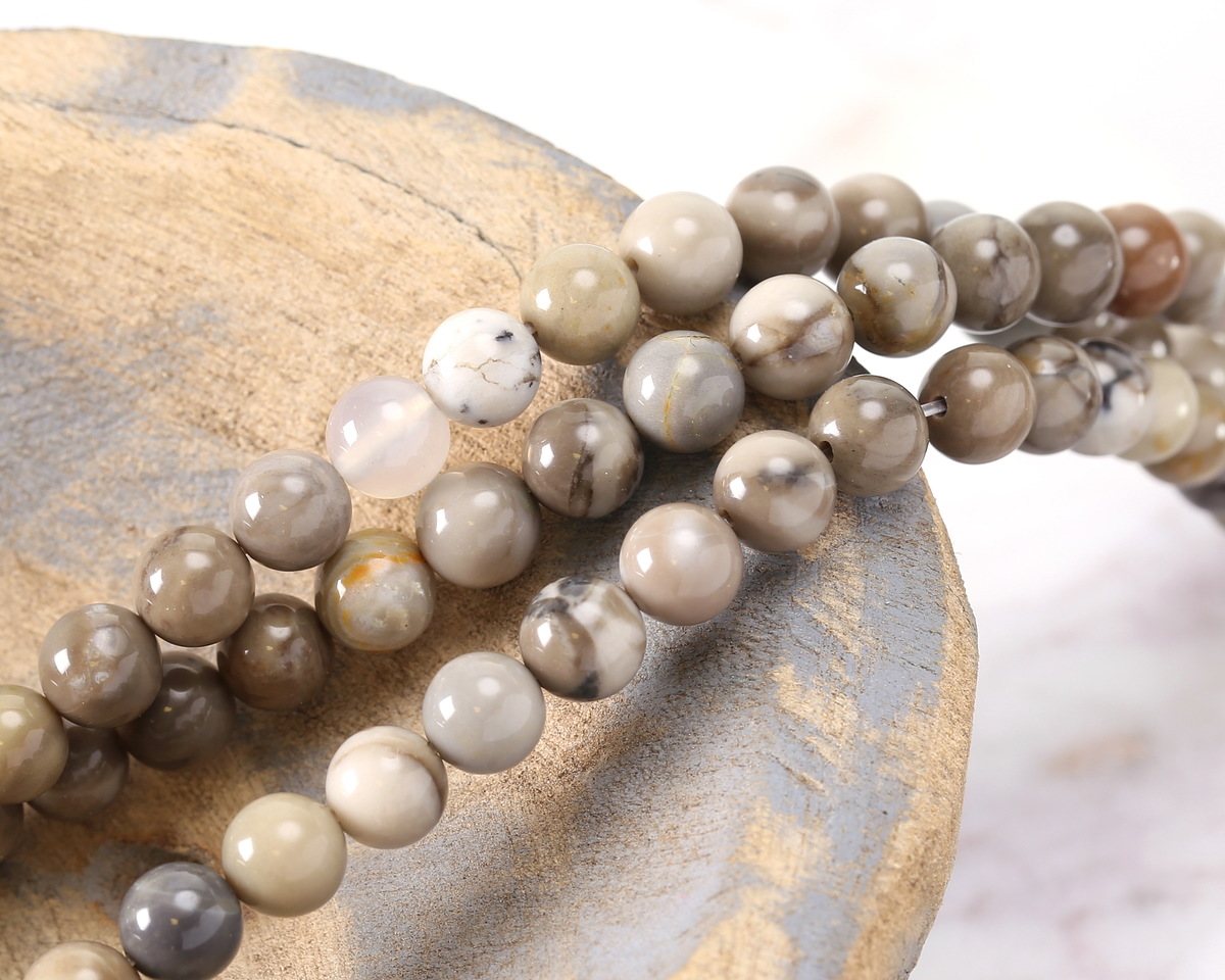 Silver Leaf Agate Round 6mm