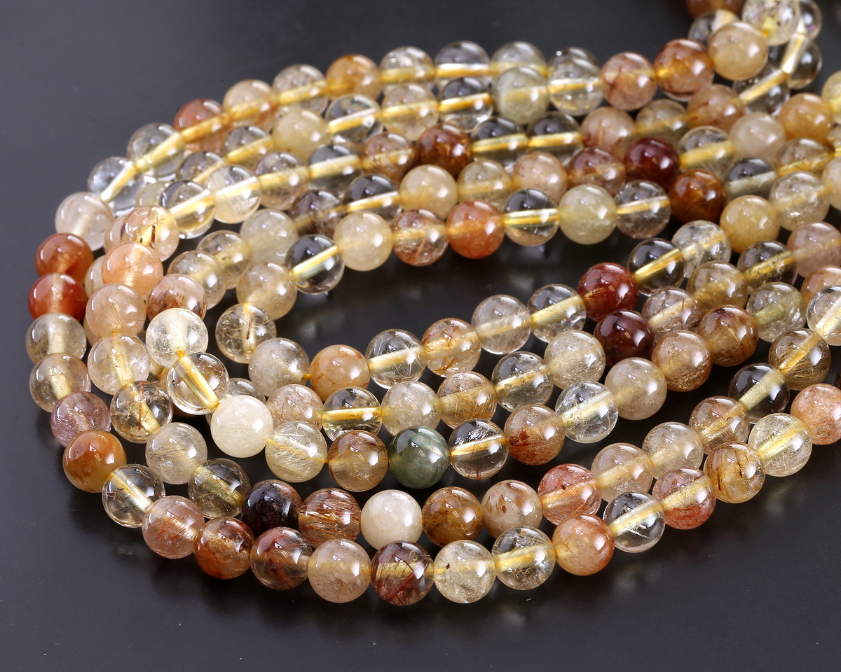 Gold Red Rutilated Quartz (A) Round 6mm