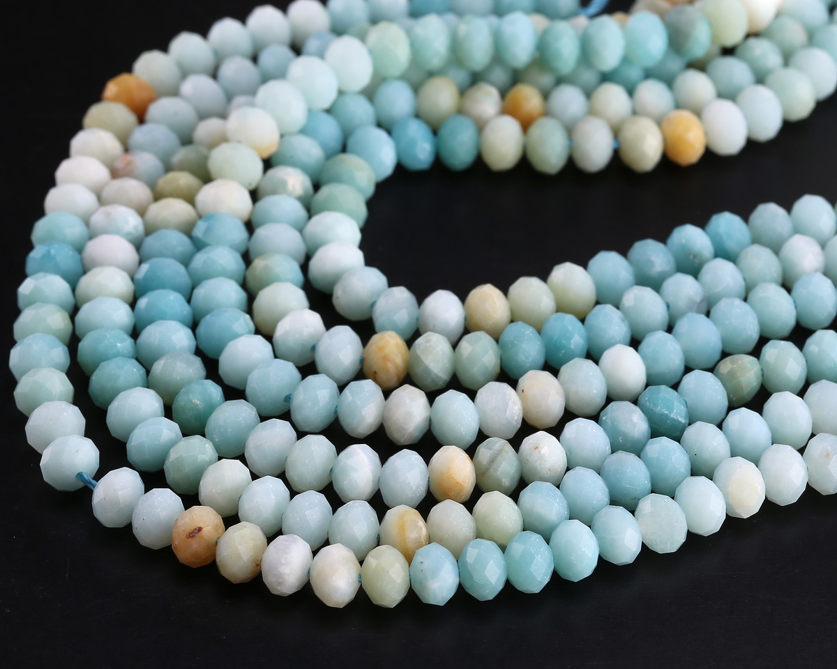 Black Gold Amazonite (Matte - Ombré) Faceted Rondelle 4x6mm