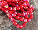 Czech Glass Cherry Red AB Fire Polished Round 8mm