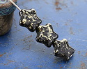 Czech Glass Jet w/ Gold Wash Star 12mm