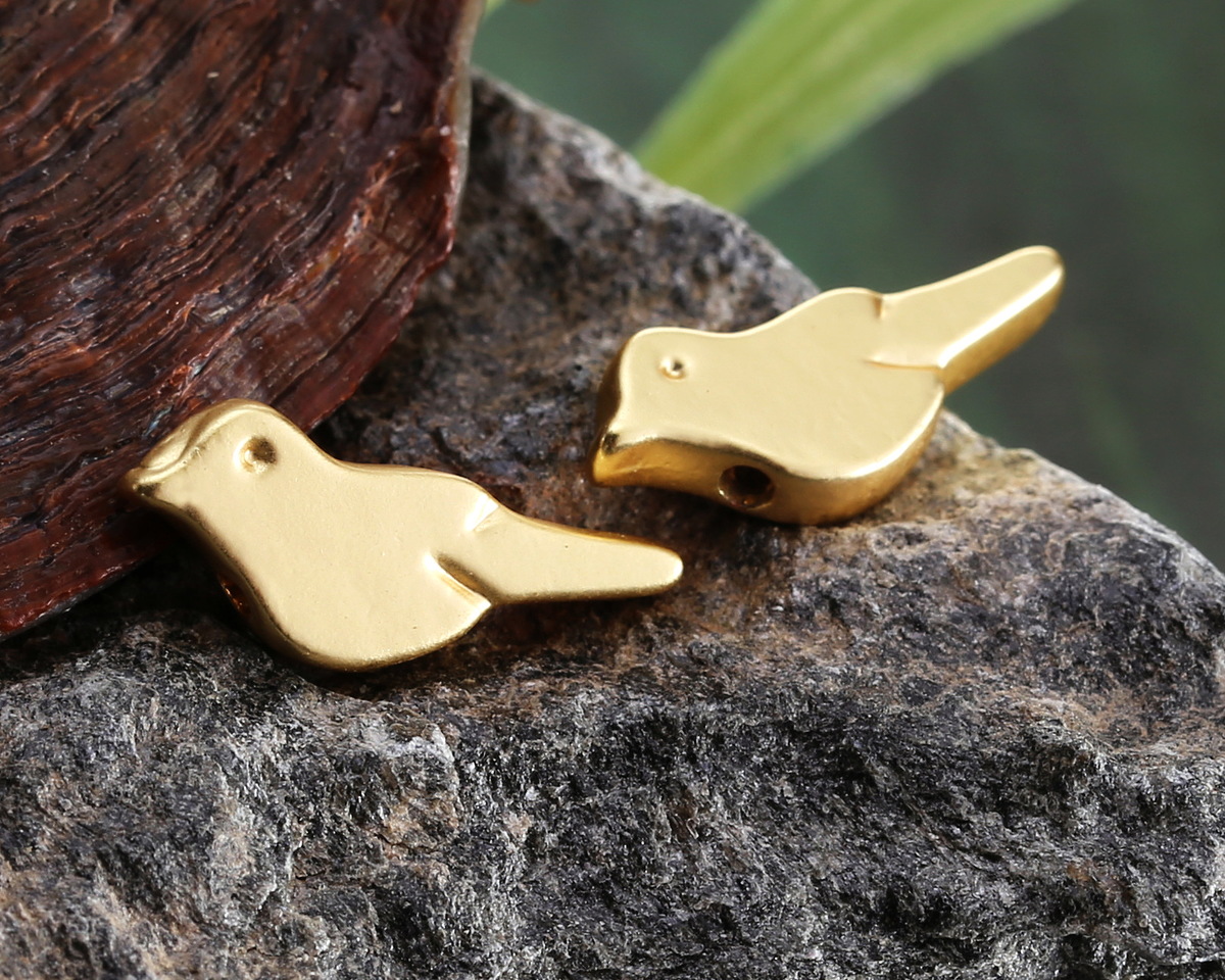 Satin Hamilton Gold (plated) Bird Bead 16x6mm