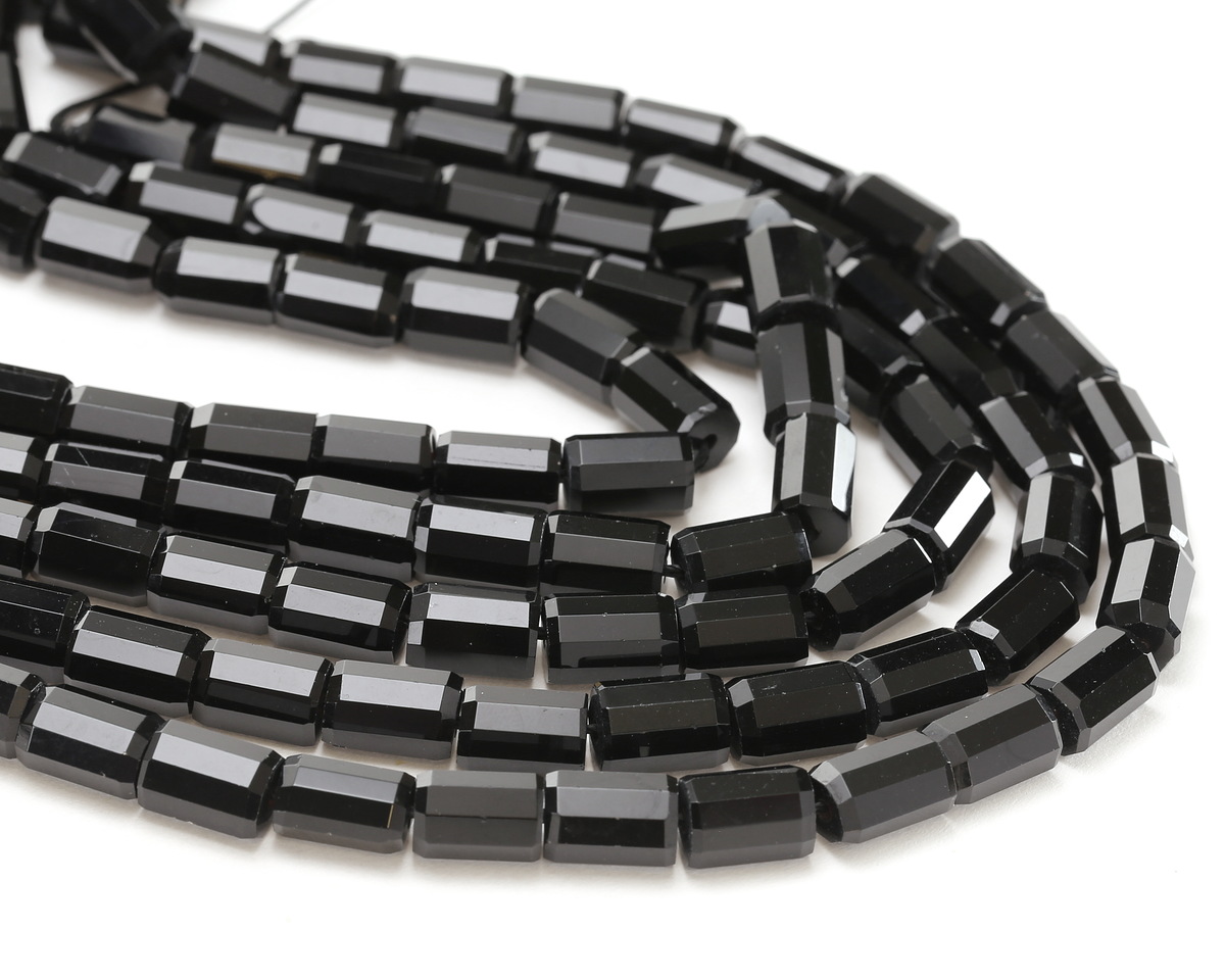 Black Obsidian Microfaceted Tube 7x10mm