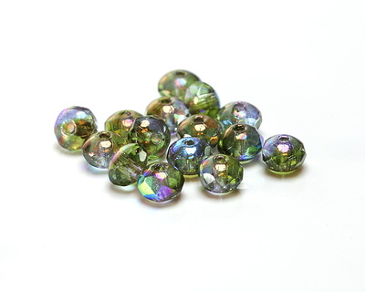 Czech Glass Peridot & Crystal AB Fire Polished Rondelle 3x5mm