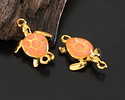 24K Gold (plated) Coral Enamel Turtle Focal Link 16x15mm