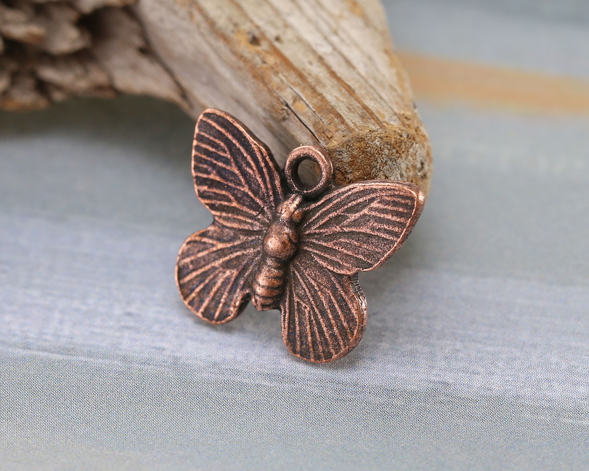 Nunn Design Antique Copper (plated) Butterfly Charm 18x15mm