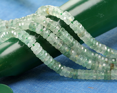 Green Strawberry Quartz Microfaceted Heishi 2x6mm