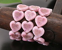Czech Glass Matte Desert Rose w/ Copper & Metallic Rainbow Starburst Heart 13x14mm