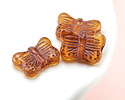 Czech Glass Matte Medium Topaz w/ Brown Wash Butterfly 16x11mm