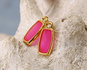 24K Gold (Plated) Transparent Paradise Pink Resin Rectangle Focal 6x13mm