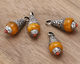 Nepalese Resin Amber & White Brass Teardrop Pendant 10x27mm