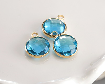 Capri Crystal Round Drop in Gold Finish Bezel 12.8x16.5mm