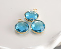 Capri Crystal Round Drop in Gold Finish Bezel 12.8x16.5mm