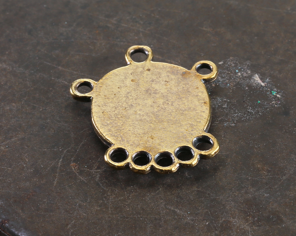 Mykonos Antique Brass (plated) Medallion Multi-Ring Chandelier Focal Link 25x28mm
