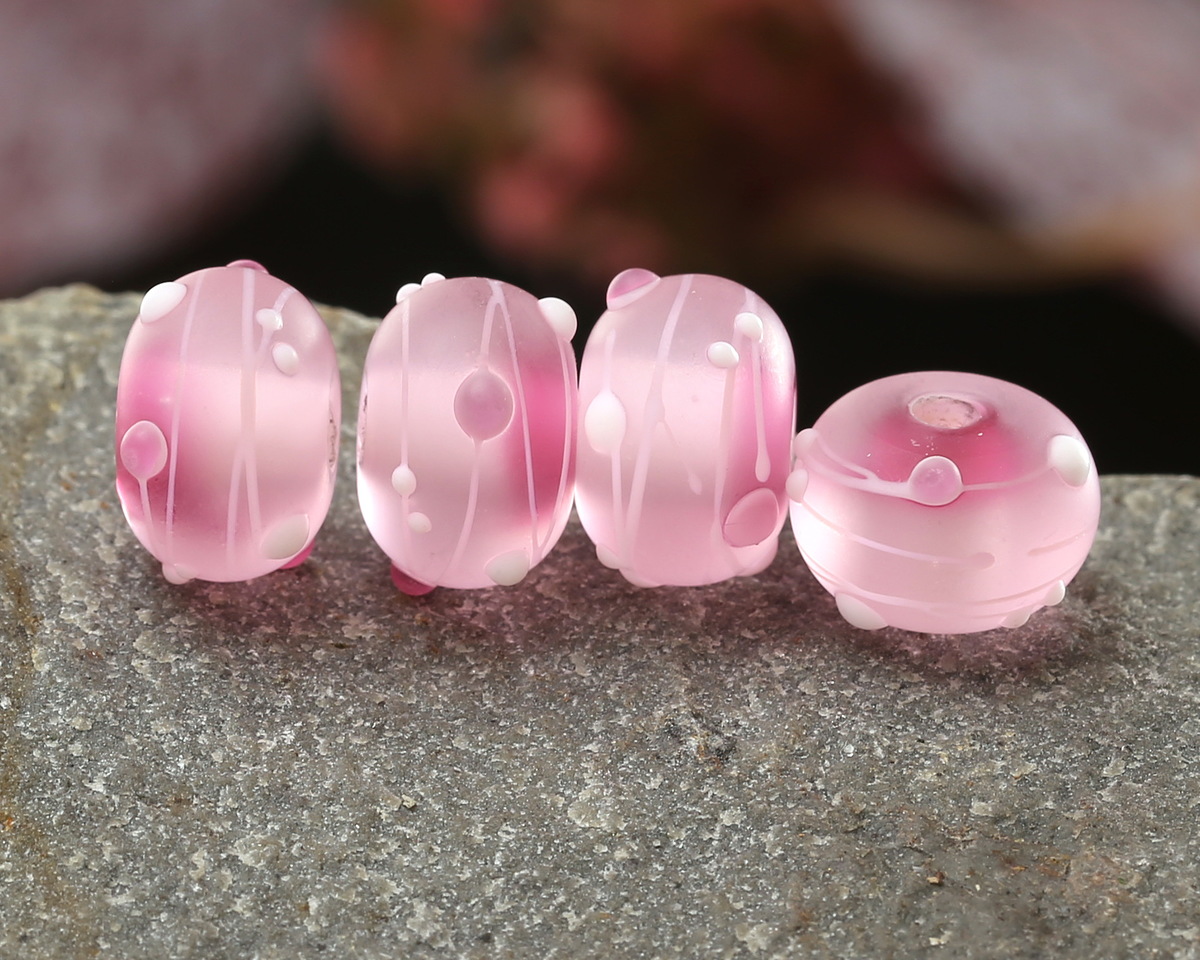 Grace Lampwork Matte Slumber Party Rondelle 9x13mm