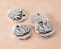 Nunn Design Antique Silver (plated) Small Round Organic Lotus Coin Charm 17.5mm