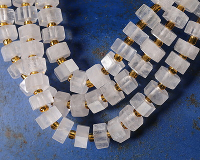 Natural Rock Crystal Quartz Microfaceted Hexagon Heishi 4x8mm
