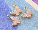 Mother of Pearl in Light Rose Enamel w/ Gold Finish Butterfly Pendant 13x16mm