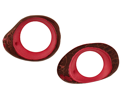 Tagua Nut Hot Pink Open Slice 33-45x24-36mm