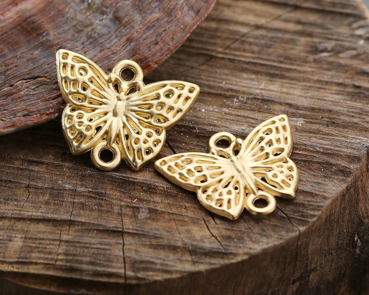 Satin Hamilton Gold (plated) Filigree Butterfly Focal Link 15x19mm