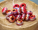Metallic Sunset Stripe Resin Large-Hole Rondelle 8x14mm