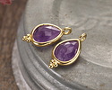 Amethyst w/ Gold Finish Faceted Teardrop Focal 10x12mm