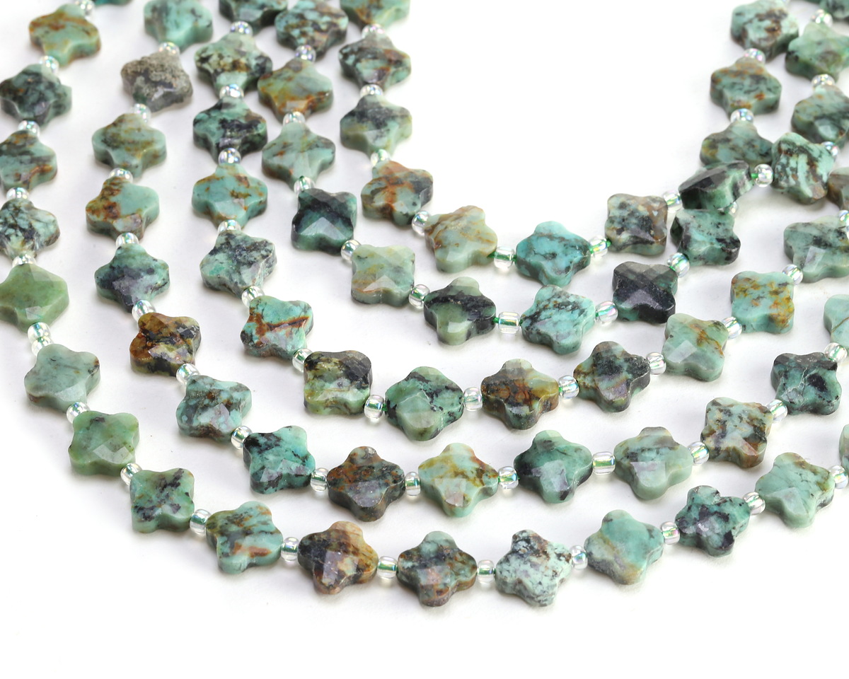 African Turquoise Faceted Quatrefoil 10mm