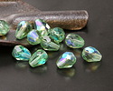 Czech Glass Peridot AB Faceted Teardrop 9x7mm
