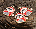 Enamel Penguin in a Santa Hat & Scarf Focal 18x21mm
