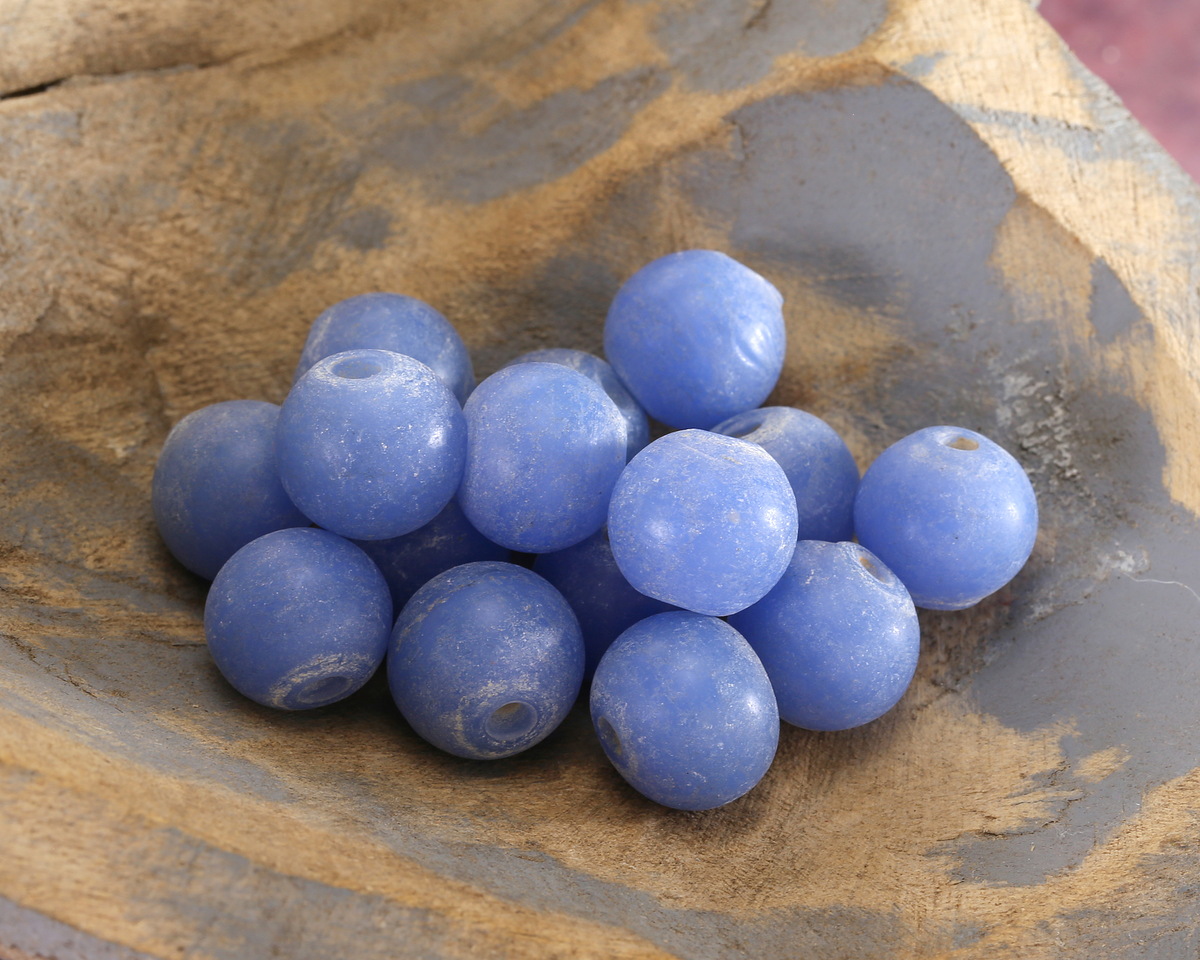 African Glass Dogon Sky Blue Round 12mm
